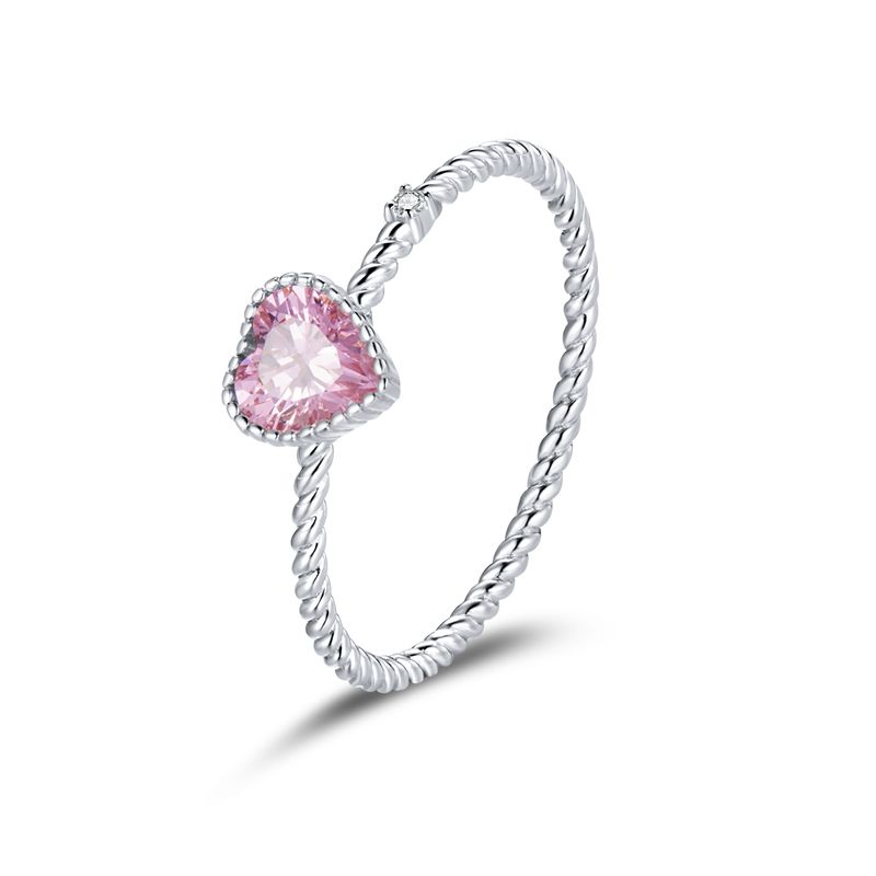 WOSTU Europäische 925er Sterling Silber Einfache Ringe Für Frauen Hochzeit Verlobung Herzringe Mit Zirkonia Originaler Damenschmuck