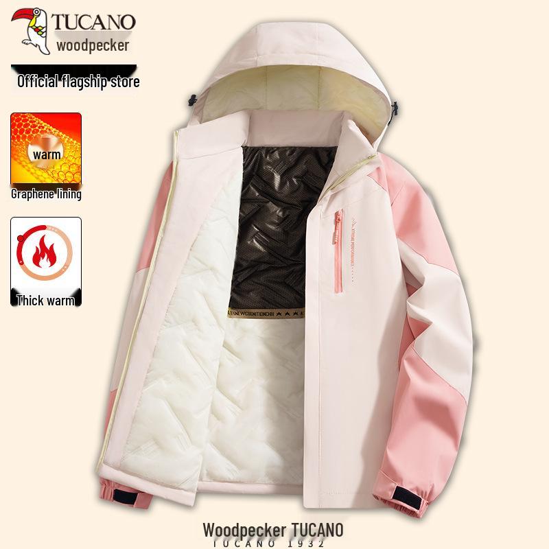 Woodpecker Men s Winter Fleece-Lined Windproof Cotton Jacket L