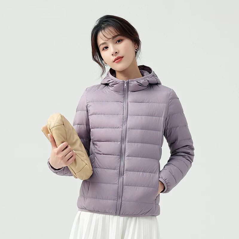Women Winter Ultralight Hooded Jacket Ultra Thin Warm Lightweight Down Jacket Portable Fashion Hoodies Jacket
