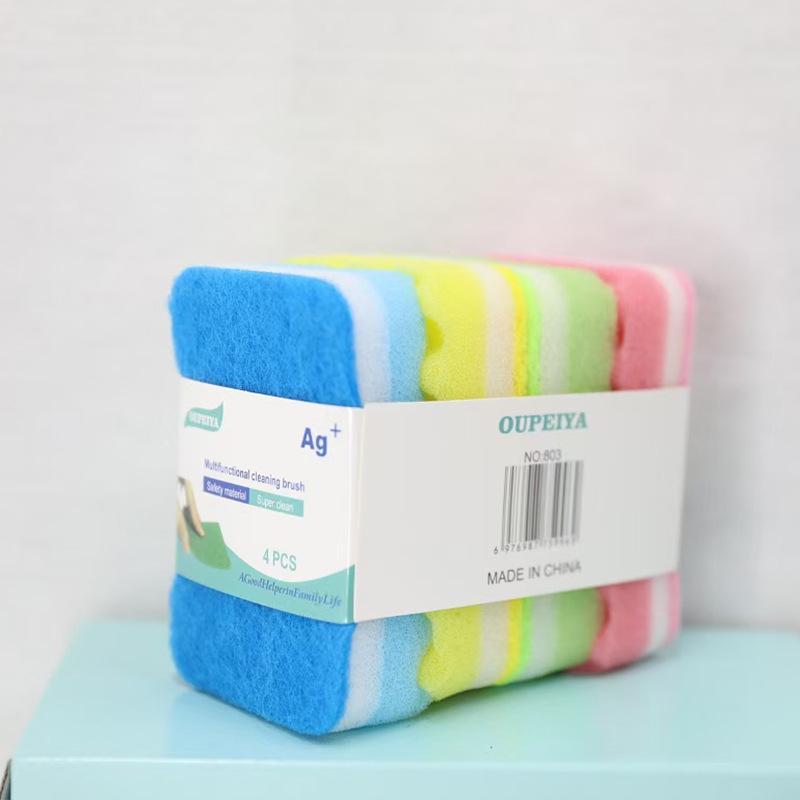 Double-Sided Durable Dishwashing Sponge and Scouring Pad for Kitchen Cleaning