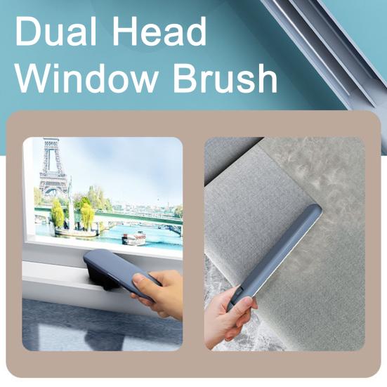 Window Screen Brush 2 In 1 Dual Brush System Glass Tiles Bathroom Doors Car Windshields Cleaner with Extension Pole