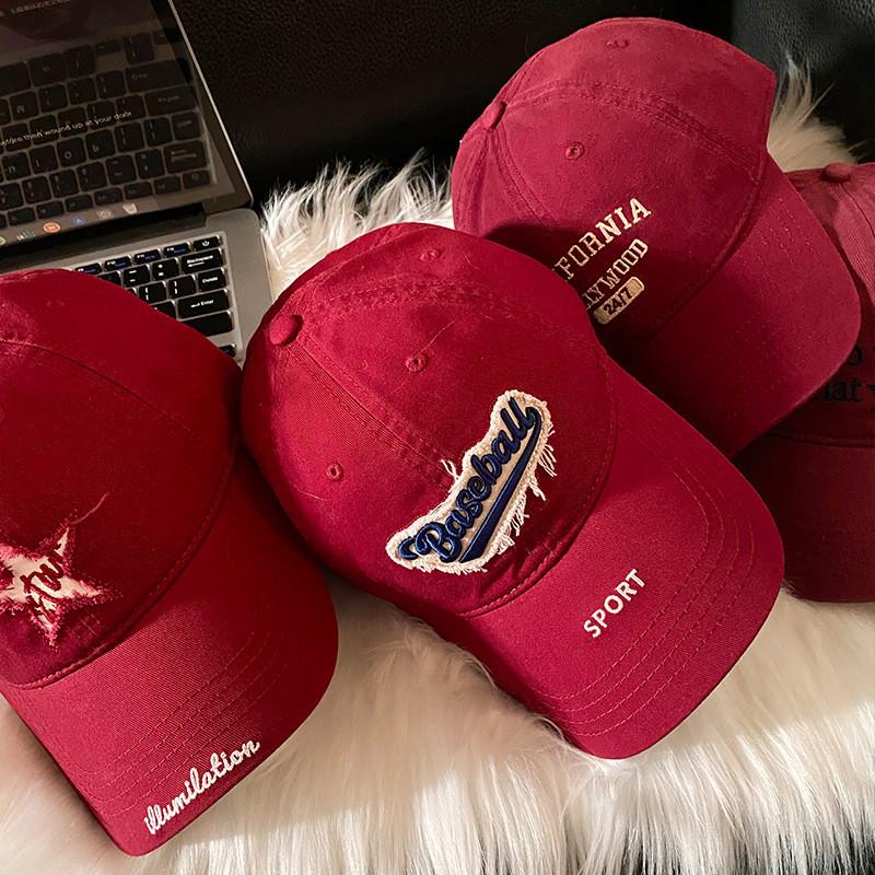 Winter Baseball Red Cap For Women Adjustable Hat Sun Protection Gift Fashion