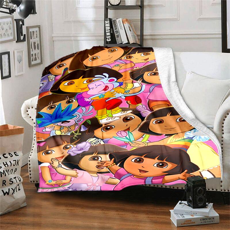 1pc Blanket D-Doras The Explorer Print Design, Lightweight Blanket for Sofa, Bed- Soft &Warm, Gift for All Seasons like Christmas, Halloween