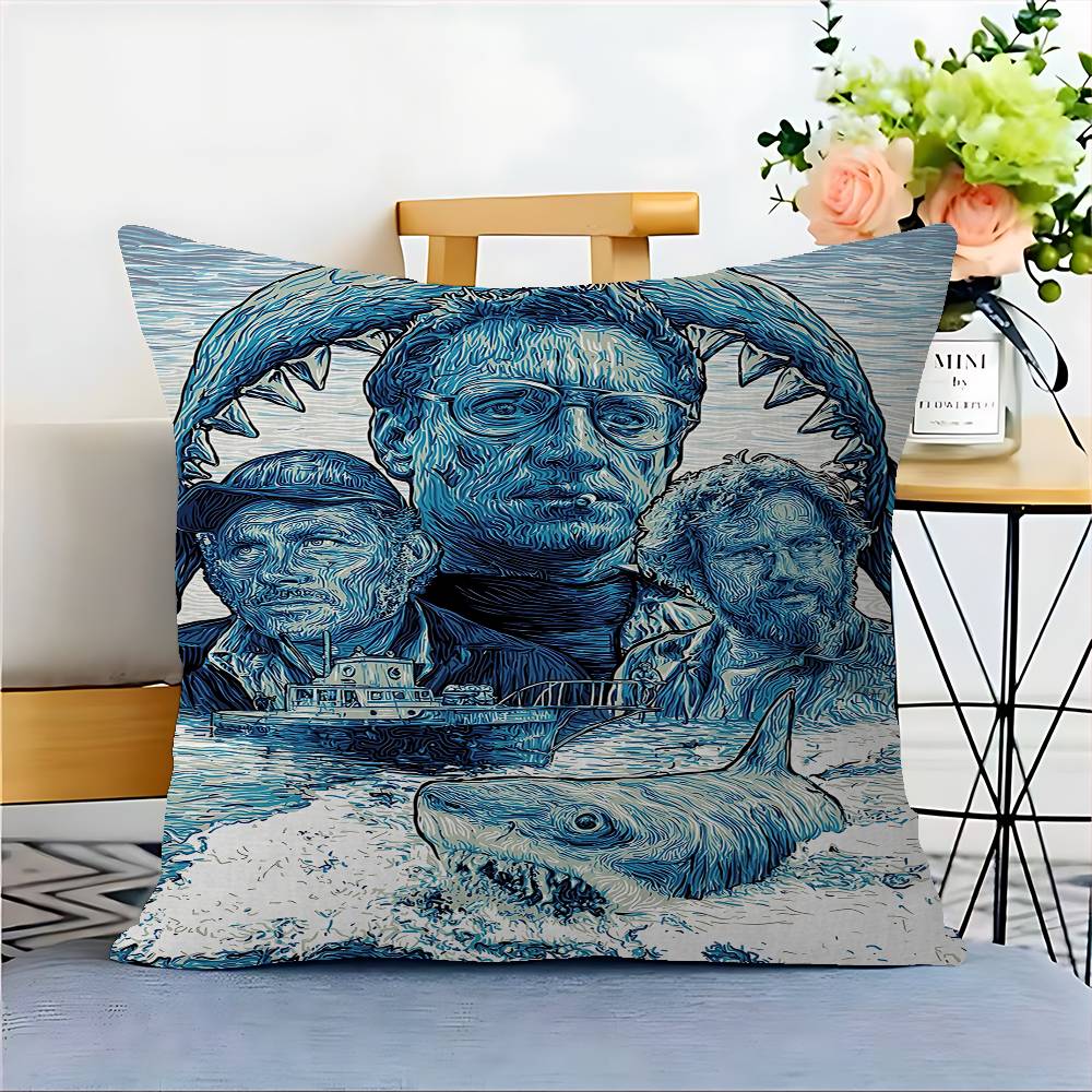 J-JAWS Movie Cushion Cover Inches Farmhouse Decor Home Throw Pillow Covers For Couch Decorations