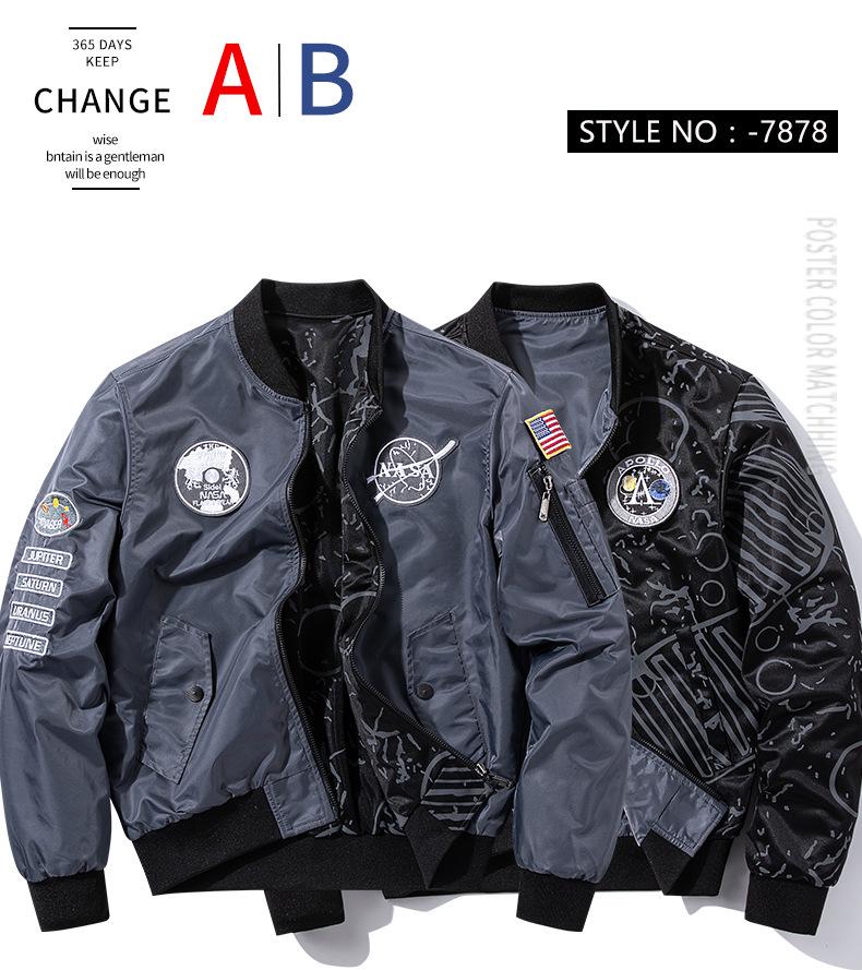 Jaqueta Esportiva Dupla Face Masculina da NASA: Fato de Voo da Força Aérea para Outono/Inverno - Moda Jovem, Tamanhos Grandes Disponíveis