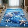 Beautiful Blue Beach Carpet with Seashell Starfish Living Room Office and Outdoor Use Beach Themed Home Decorative Carpet