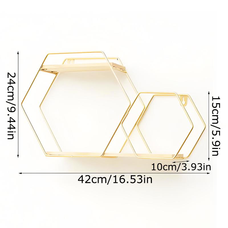 1PC Iron+Wood Space-Saving Wall-Mounted Durable No-Drill Easy-Install Storage Rack Decorative Shelf Easy-Install Wall Sturdy