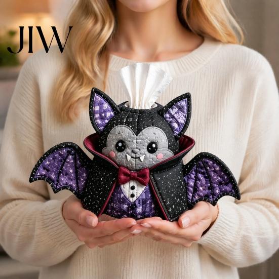 Country Style Haunted House Decor Tissue Box DIY Sewing Kit, Halloween Theme, Patchwork Fabric Craft Spooky Ornament Making Set, Handicraft