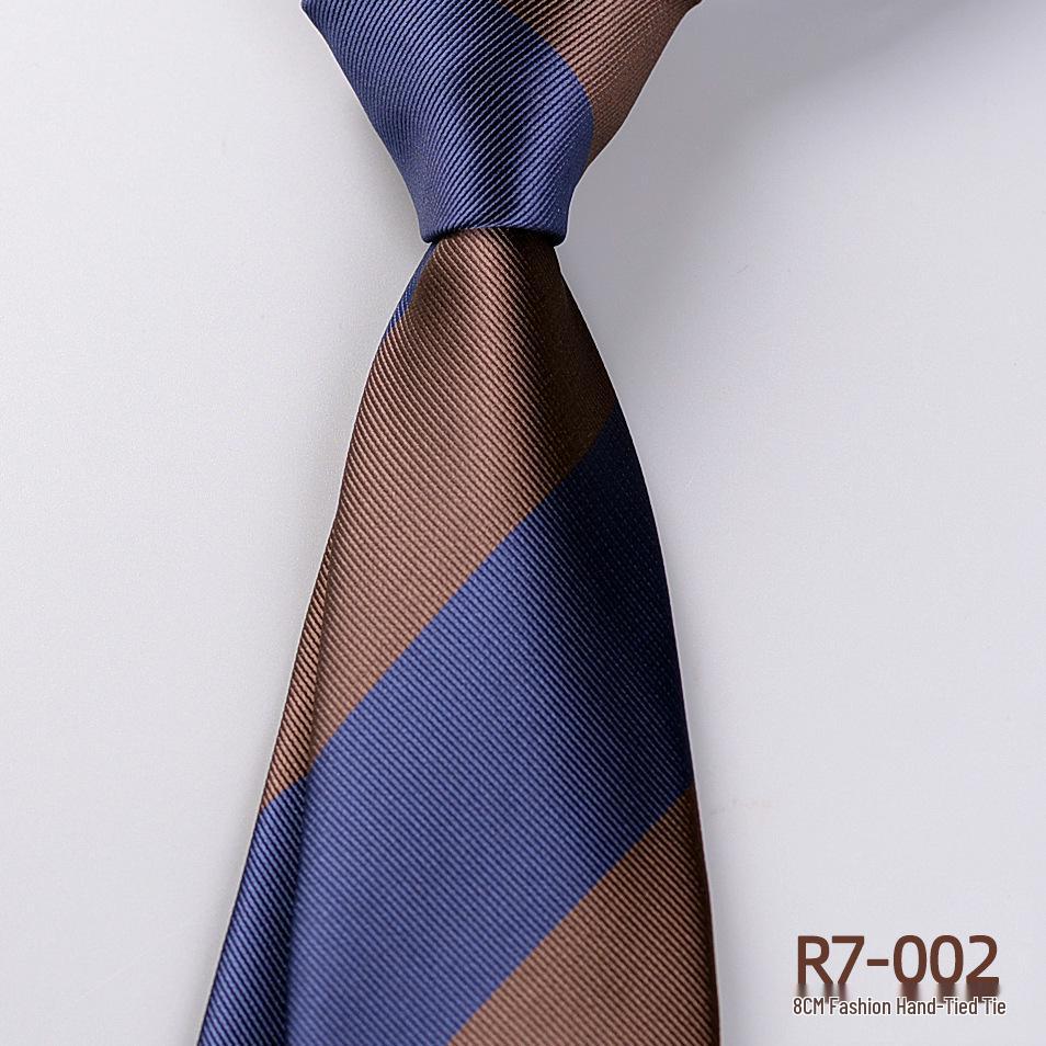 Versatile Retro Striped Tie for Men - Hand-Knotted British Korean Style In Brown, Green, and Blue for Business and Formal Wear.
