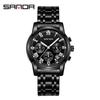 Sanda Men's Waterproof Luminous Quartz Watch - Fashionable Three-Eye Six-Hand Design with Steel Band.
