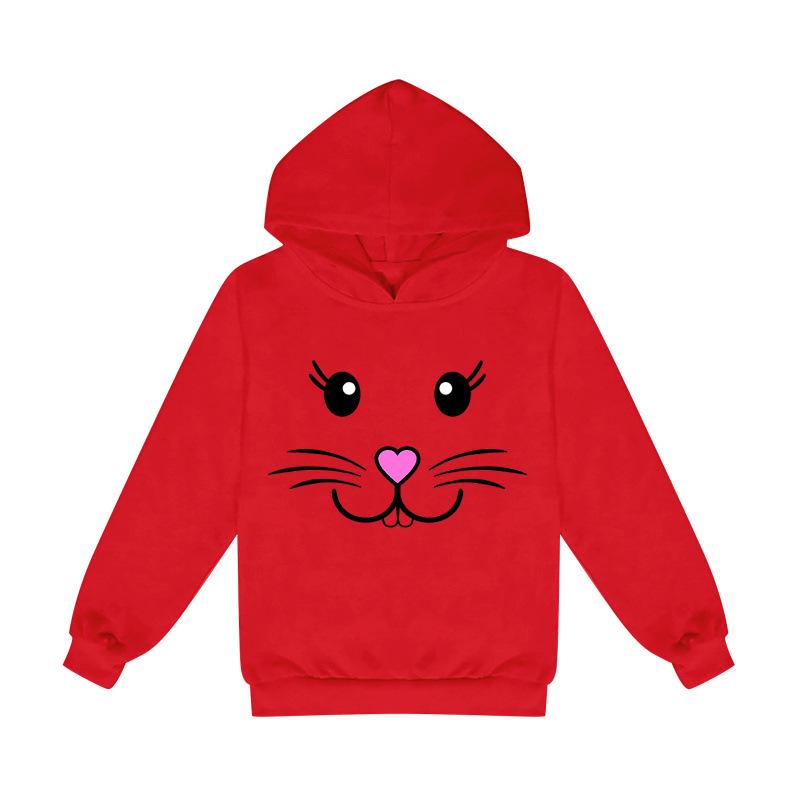Cartoon-Hase Unisex Kinder Fleece-Kapuzenpullover - Frühjahrs- & Herbstkollektion