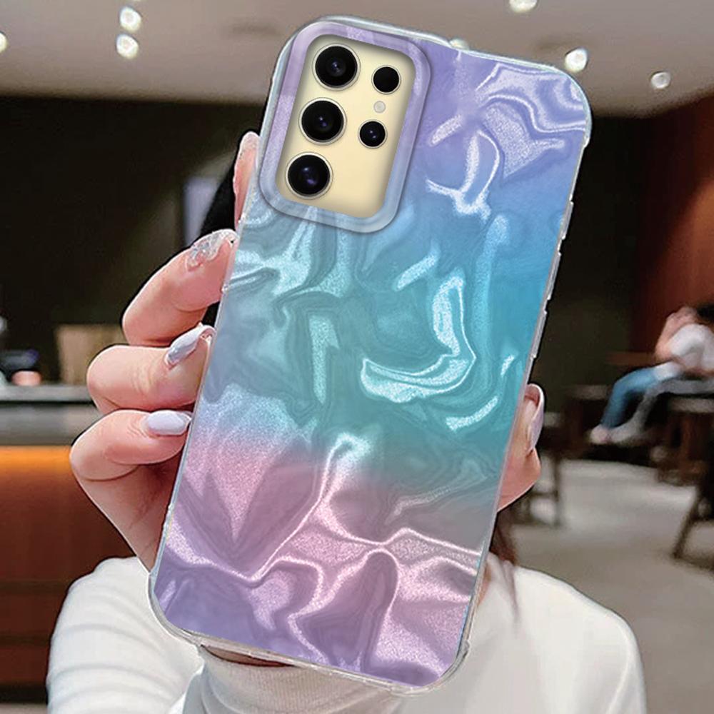 

Чехлы для телефонов Samsung Galaxy S25 S24 S23 S22 S21 Plus Ultra s21 s23 s24FE Цветная градиентная крышка Силиконовый прозрачный бампер Samsung S24-S25 белый