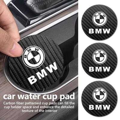 KMLA1 2pcs Car Cup Holder Insert Pad Emblem Coaster Anti-Slip Mat For M Sport M2 M3 M4 M5 M6 E46 E90 E60 F10 F20 E87 X3 X6