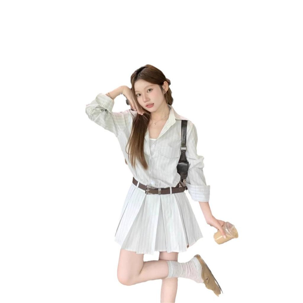 Wilderness Long-sleeved Temperament Reverie Striped Dress Small Temperament Waist Thin Advanced Sense Old Money Style Short Skirt