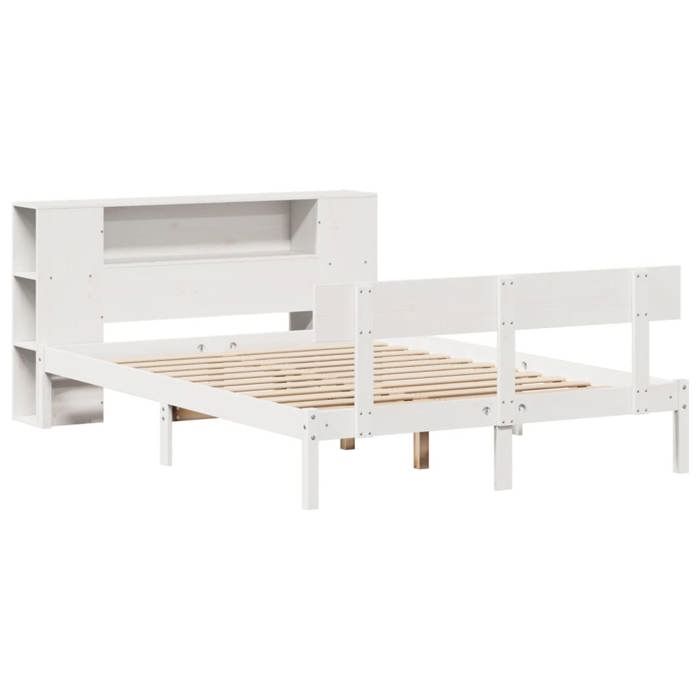 VidaXL Lit bibliothèque sans matelas blanc 150x200 cm bois pin massif, lit, meuble de chambre à coucher, lit avec rangement, 3321777