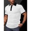 Mens Casual Color Block Short Sleeve Polo Shirt Contrast Collar Golf Top