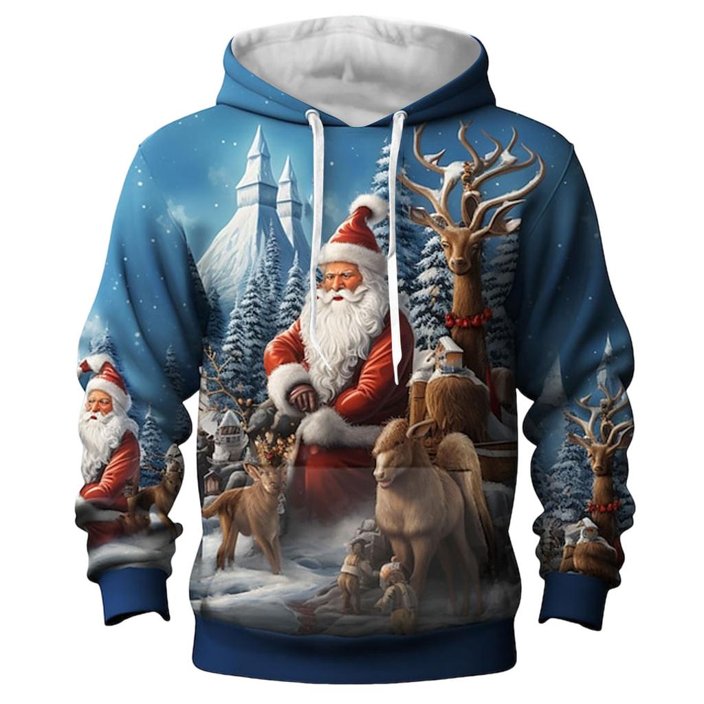 Felpe di Natale Babbo Natale Stampa 3D Uomo Donna Felpe con Cappuccio Oversize Harajuku Pullover Tuta Cappotto Abbigliamento Uomo