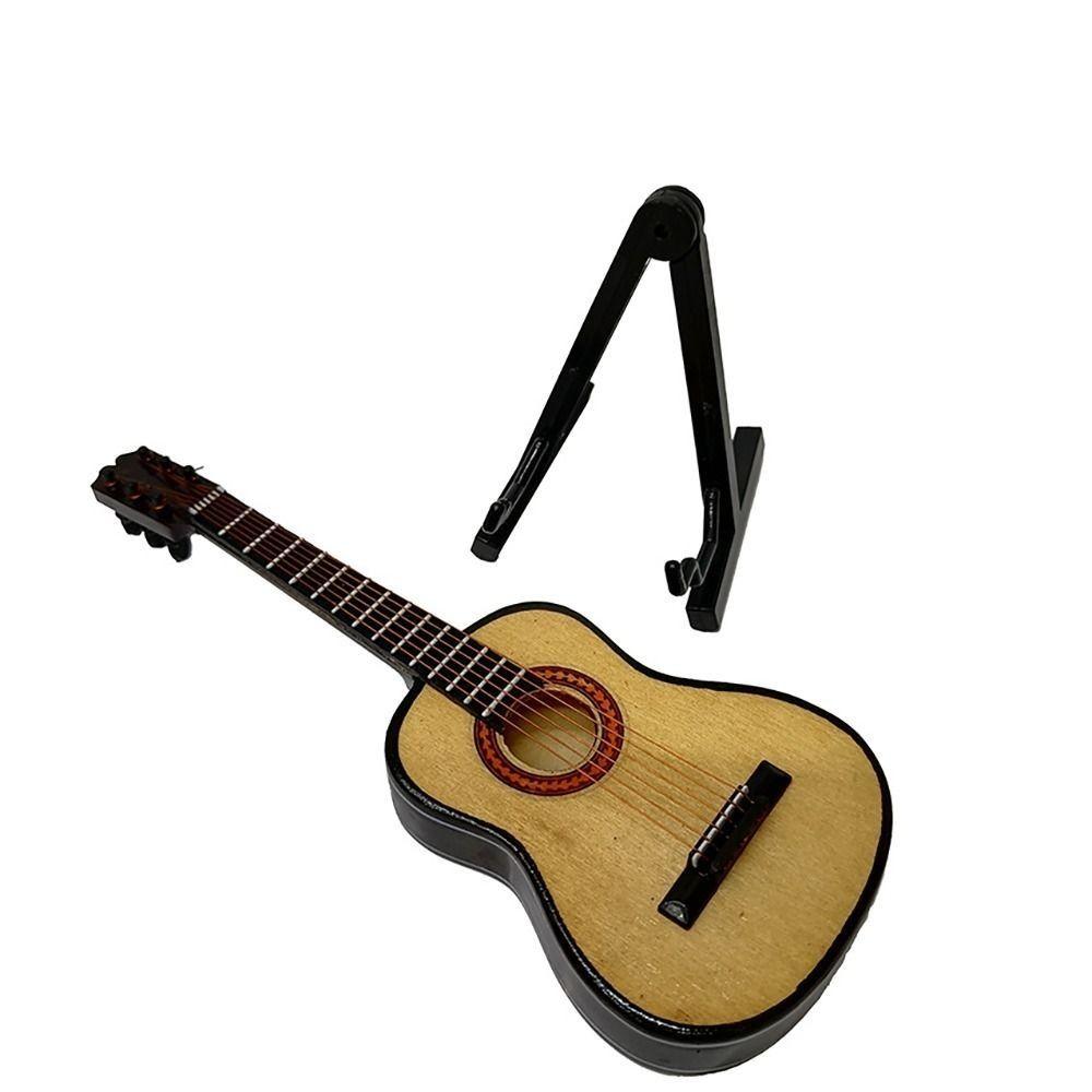 Wooden Pocket Guitar Handmade Musical Instruments Model Tiny Guitar  Dollhouse Accessories