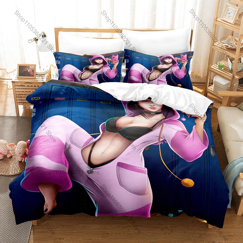 Cool Cool Edgy Juri Han Combat Kick Scene Print Duvet Cover + 2 Pillowcases Twin Full Queen King Game Bedding Set