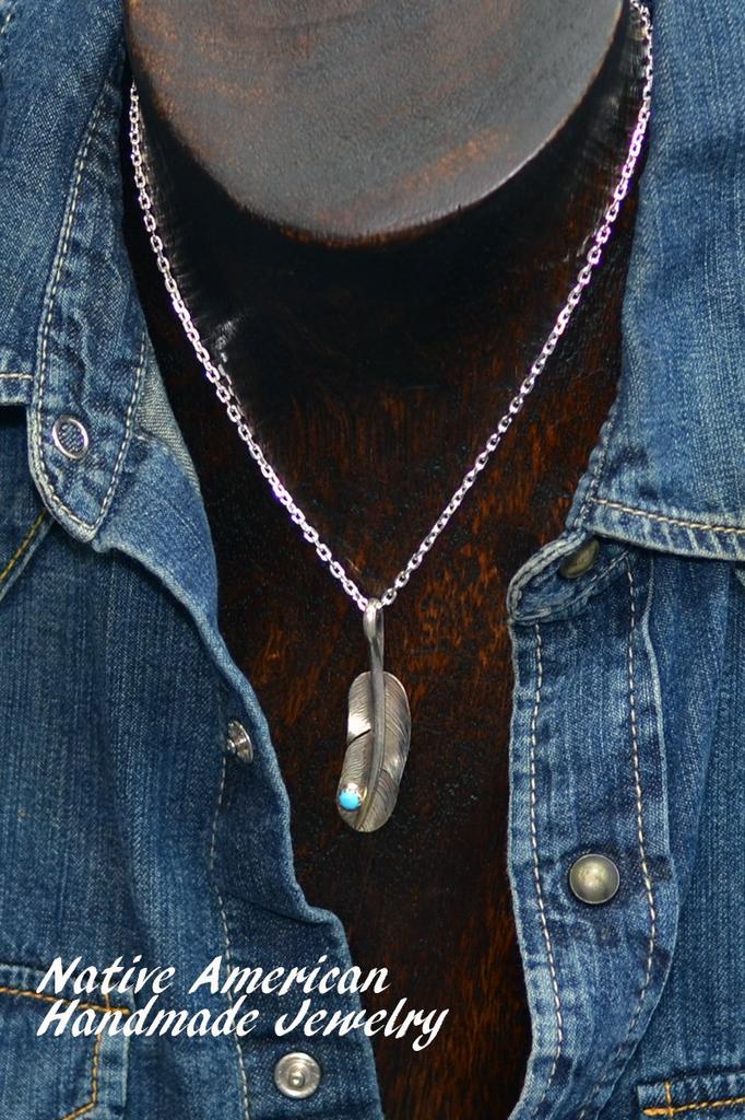 [STERLING SILVER 925] Feather Silver Necklace Pendant Chain AMTHANE-006