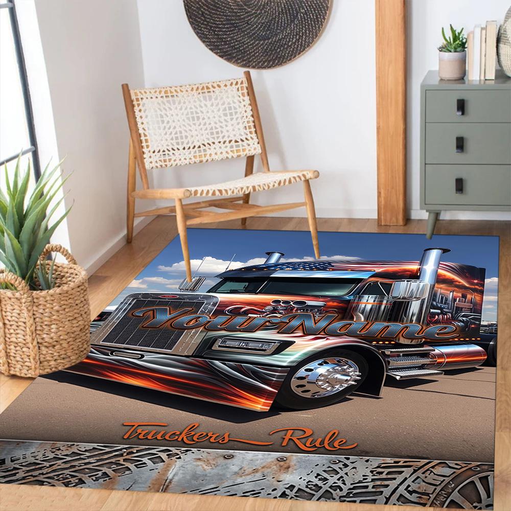 Peterbilt Heavy Trucks Customize Your Name Floor Rug Office Rug Perfect for Balcony Decorate room Hallway Study room Antislip Carpet Office home decor