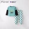 Malwee Kids Long Sleeve Round Neck Pajama Set Fall Winter Cotton Loungewear Toddler Boys Girls
