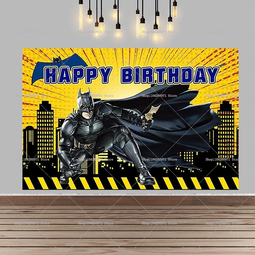 Cartoon Batman Super Hero Backdrop Gotham City Theme Kids Boys Birthday Party Decor Baby Shower Photography Background