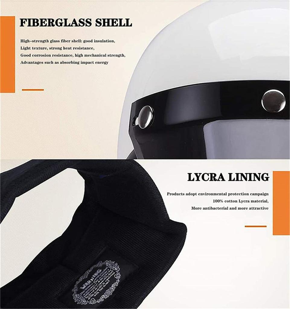 Kask w stylu japońskim z półpokrywą, kask z półczapką, wizjery, kość słoniowa ABS skóra, paski na uszy (23AE,L)