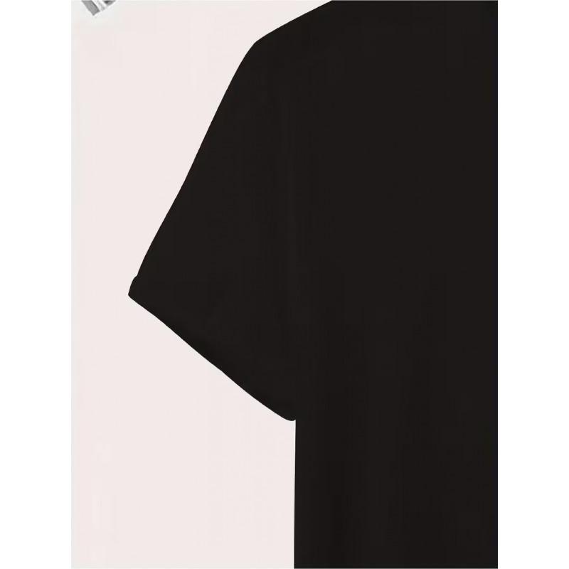 European sizes Men'S Summer Casual Round Neck T-Shirt Meditation Silhouette, Slight Elasticity, Regular Pattern, Geometric Pattern