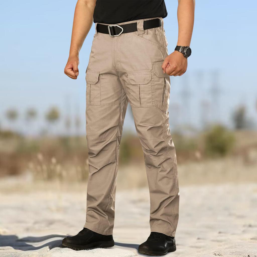 Men's Tactical Cargo Pants Outdoor Durable Work Trousers Multi Pocket Straight Leg Lightweight Breathable Fabric for Summer