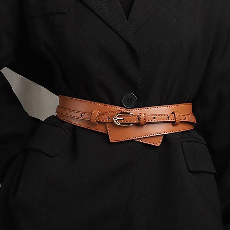 Simple Pu Leather Detachable Girdle  Pin Buckle Wide Waistband Vintage Coat Dress Belt For Women Clothes Decoration