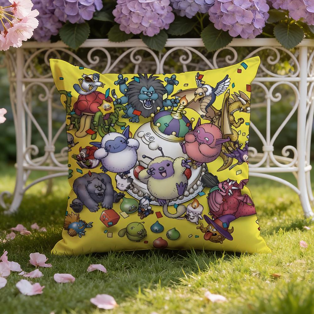 Anime D-Dragon Q-Quest Rocket Slime Cushion Cover Home & Car Dual-Scene Pillow Cover: Reversible for Premium Comfort