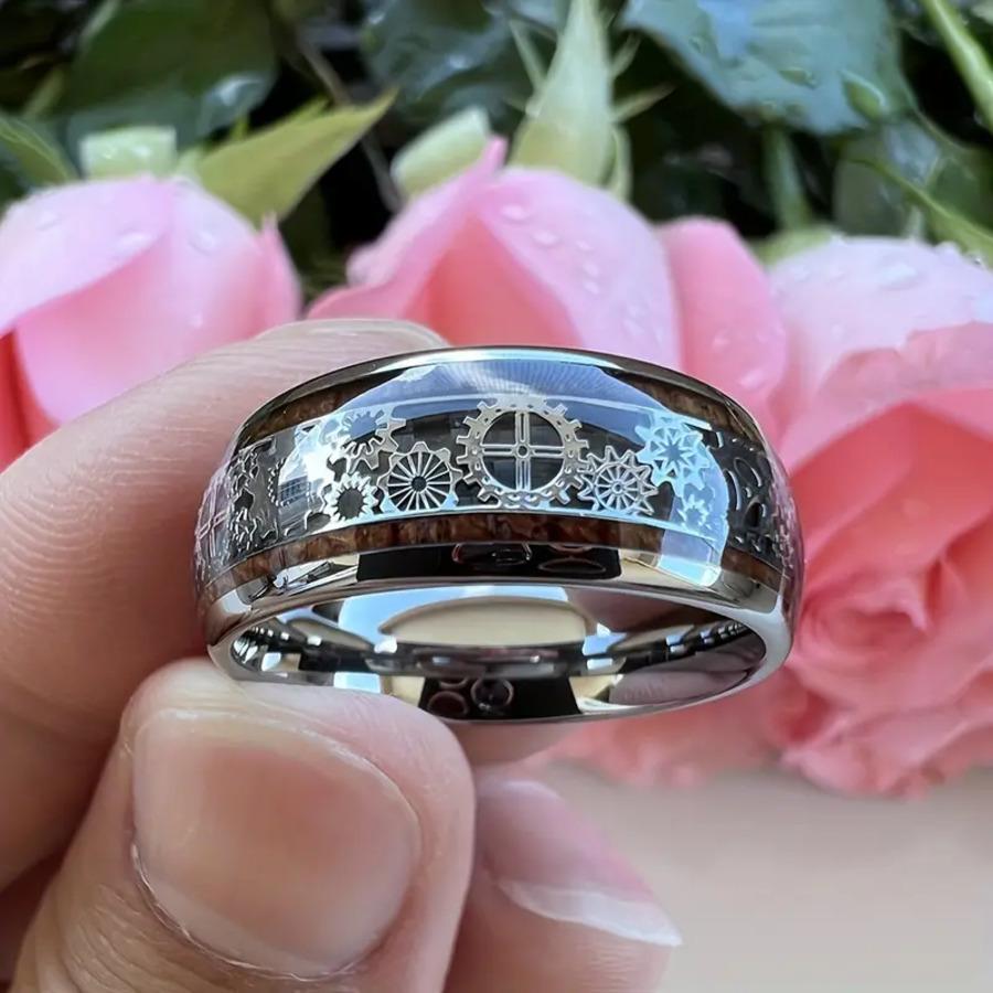 Stainless Steel Gear Ring: European & American Fashion for Men