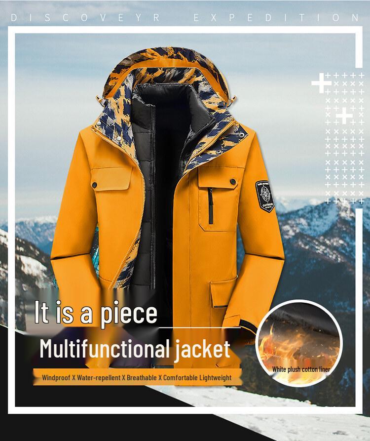 Two-Piece Waterproof Windproof Outdoor Couples Jacket with Cotton Padding