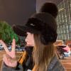 Wool Cap Women's Winter Thickened Warm Face Small Plush Ear Protection Cold Riding Electric Car Baseball Cotton Hat