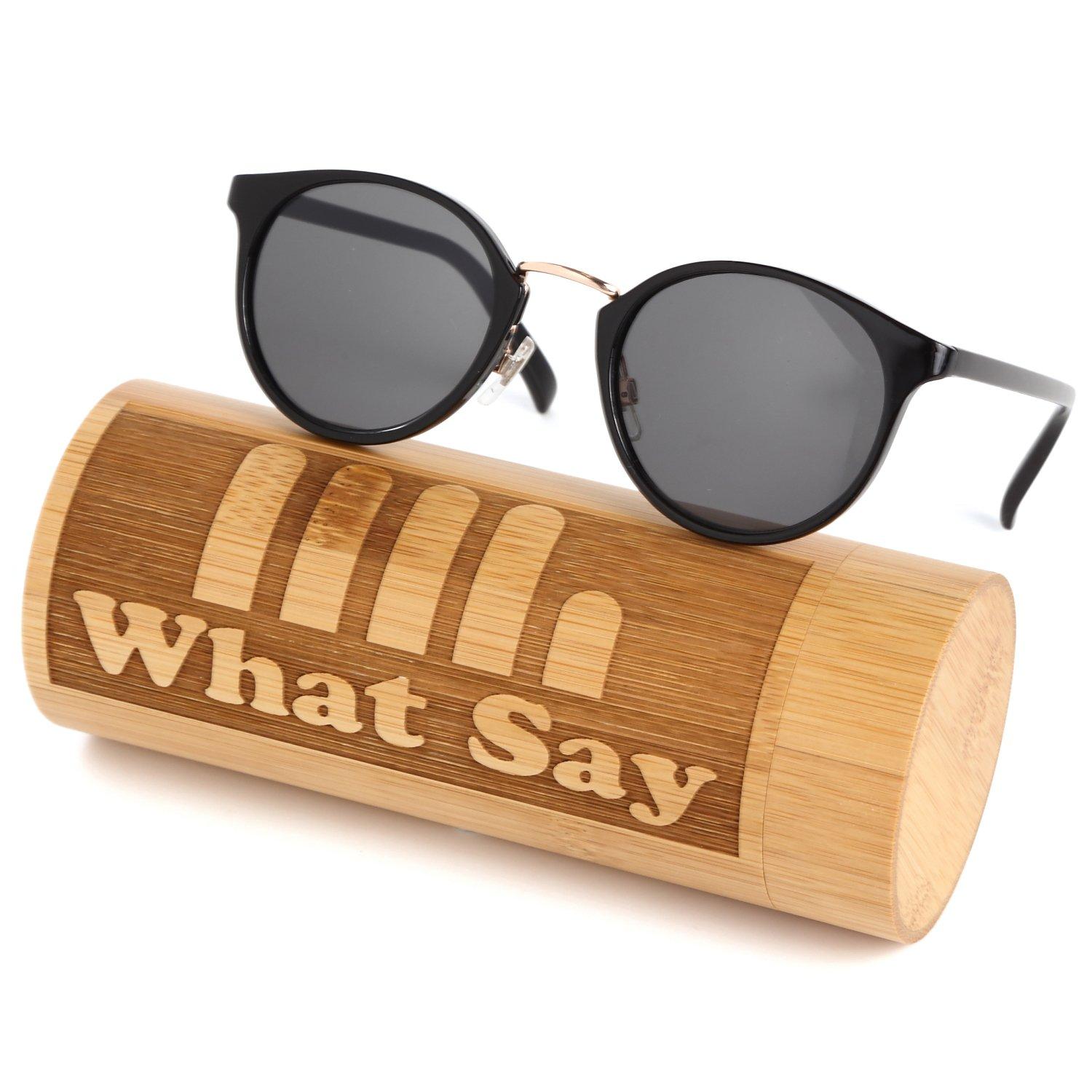 

FASHION OUTDOOR UV400 Polarized Lenses Gold Bridge Classic Frame Color Lenses Sunglasses Clear Lenses Fashion Glasses [What Say] (Smoke/Black/Gold)