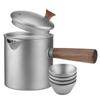 Ti Tea Kettle with Wood Handle Portable Tea Maker with Strainer for Camping Hiking