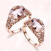 Women Ring Faux Morganite Hollow Out Jewelry Electroplating Long Lasting Finger Ring