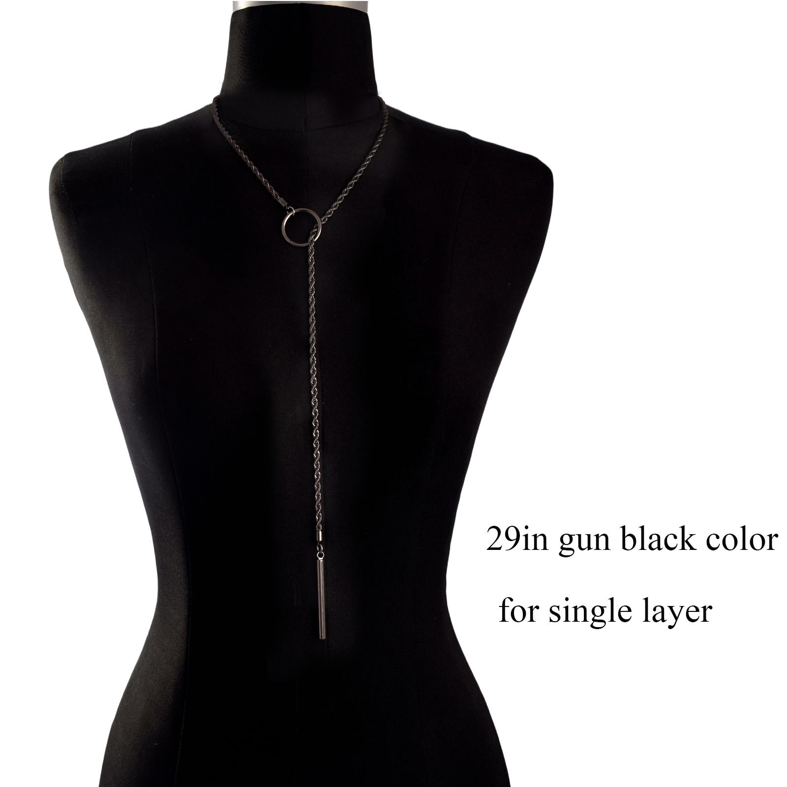 Goth Twist Wrap Slipketting Choker Voor Vrouwen Trend Mode Chocker Staaf Hanger Ketting Gotische Sieraden black