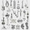 Mixed 30-Piece Musical Instrument Alloy Pendant Set with Guitar, Notes, and Mini Music Jewelry Accessories