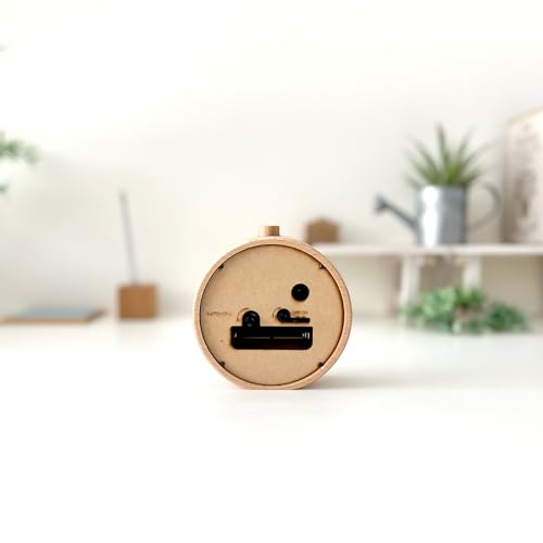 KATOMOKU Alarm Clock 6 Natural km-89NA Wooden Alarm Clock with Snooze and Light, 11 x 11.6 x 4.6 cm
