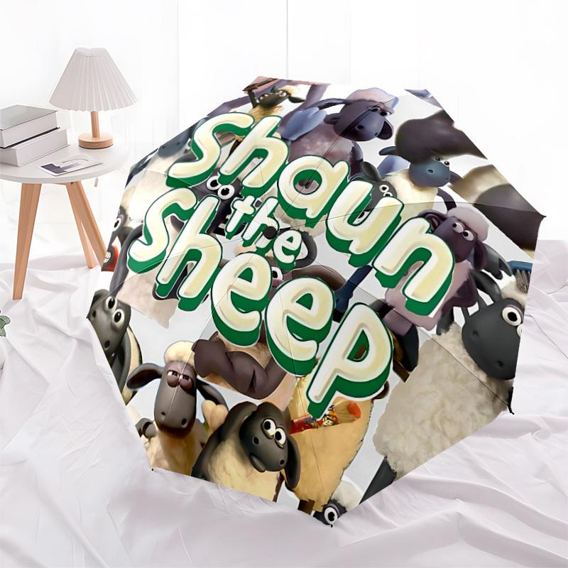 1pc Sheep Shaun Automatic Folding Umbrella, Portable Collapsible Design, Casual Outdoor Accessory L1127126