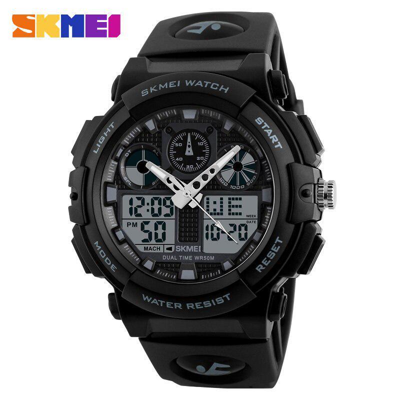 SKMEI Fashion Men's Waterproof Sports Analog Quartz Dual Display Watch Military Digital Led Watches