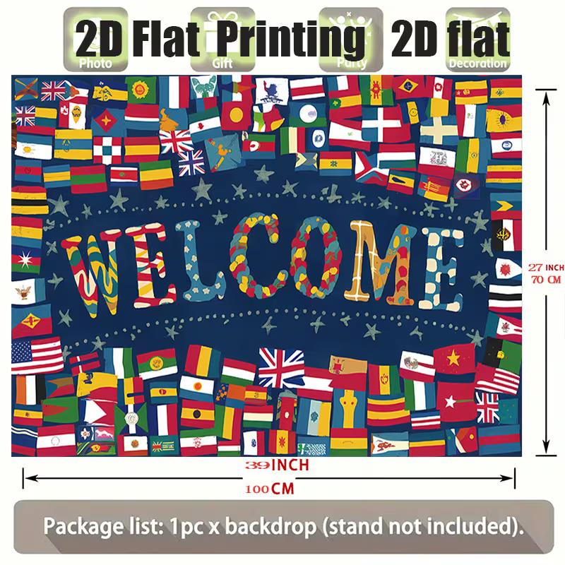 2D Global Country Flags Welcome Photo Booth Background Cloth