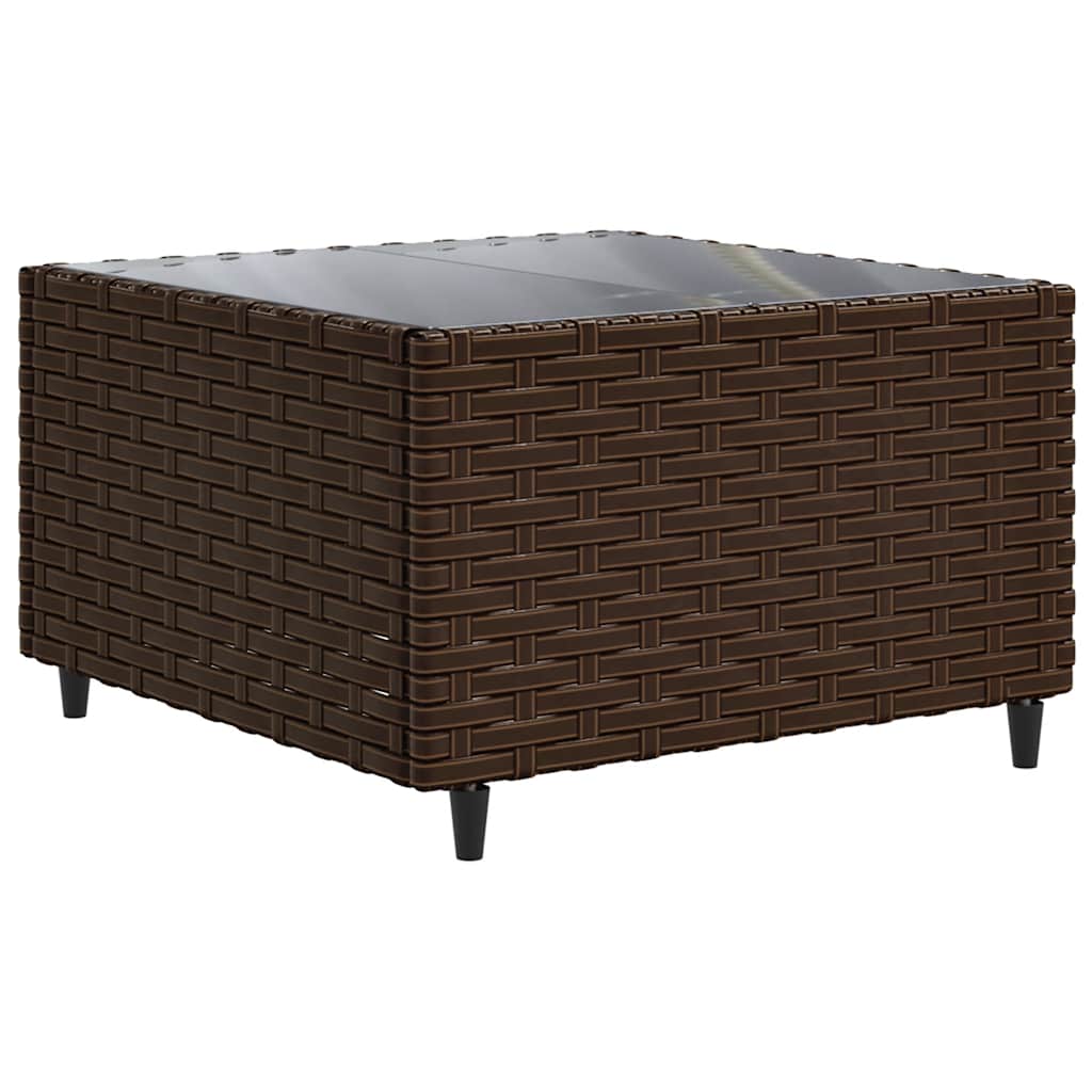 5 Piece Garden Lounge Set with Cushions Brown Poly Rattan