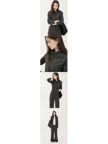 Zweiteiliges Set für Damen: Sweatshirtjacke mit Stehkragen & Lässige Lange Hose für den Herbst