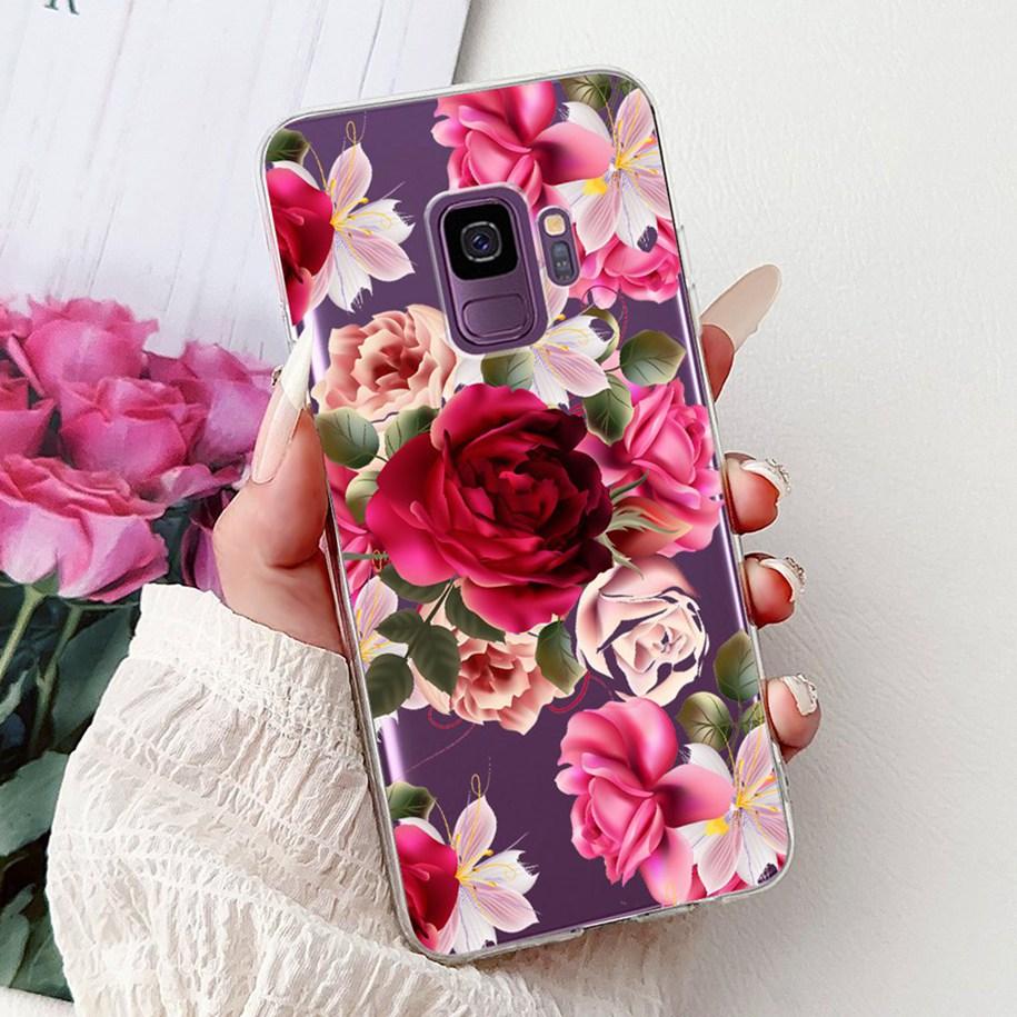For Samsung Galaxy S9 Case SM-G960F Cover Fashion Flower Soft Slim Back Cover For Samsung S9 Plus S 9 GalaxyS9 S9+ SM-G965F Capa