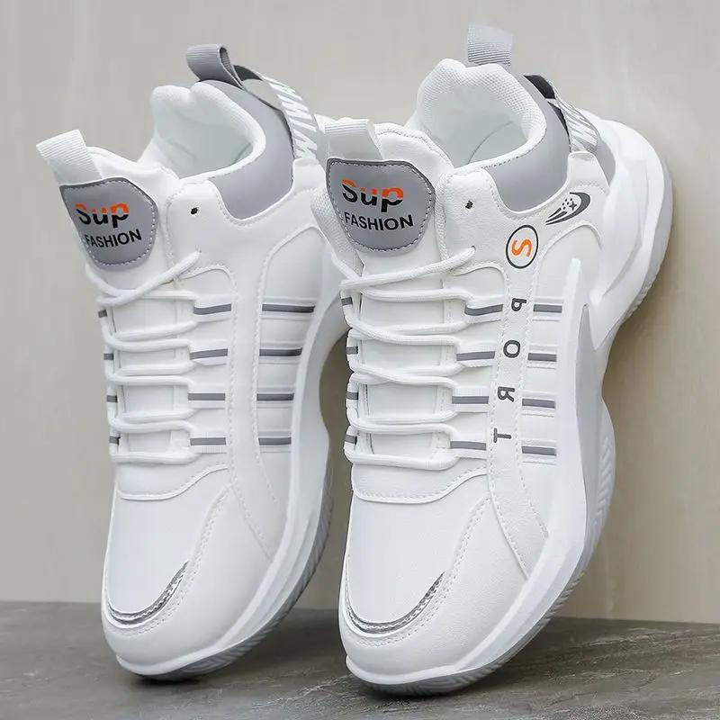 Spring New Men's Sneakers High Top Shoes Breathable Mesh Sports Casual Shoes Trendy Men's Height Increasing Basketball Shoes