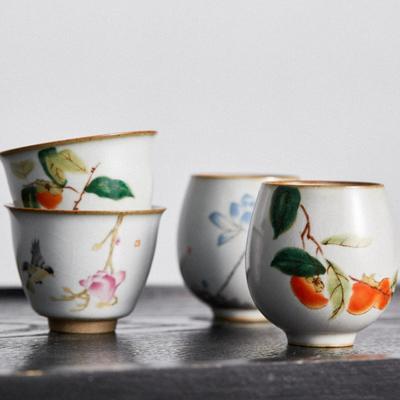 Chinese Ceramic Teacup Heat Resistant Kung Fu Tea Set Drinkware Mug Retro Teacup Master Personal Single Cup Teaware Accessories