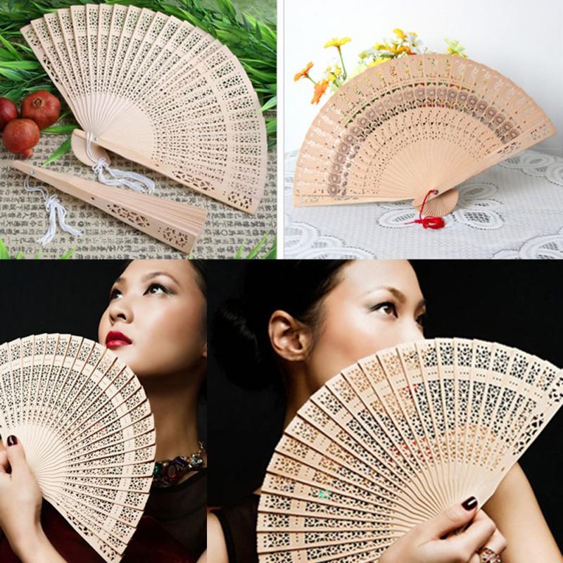 Foldable Vintage Hand Fans Sandalwood Scented Hand Fan for Baby Shower Wedding Elegent Home Decor Party Favors Fan